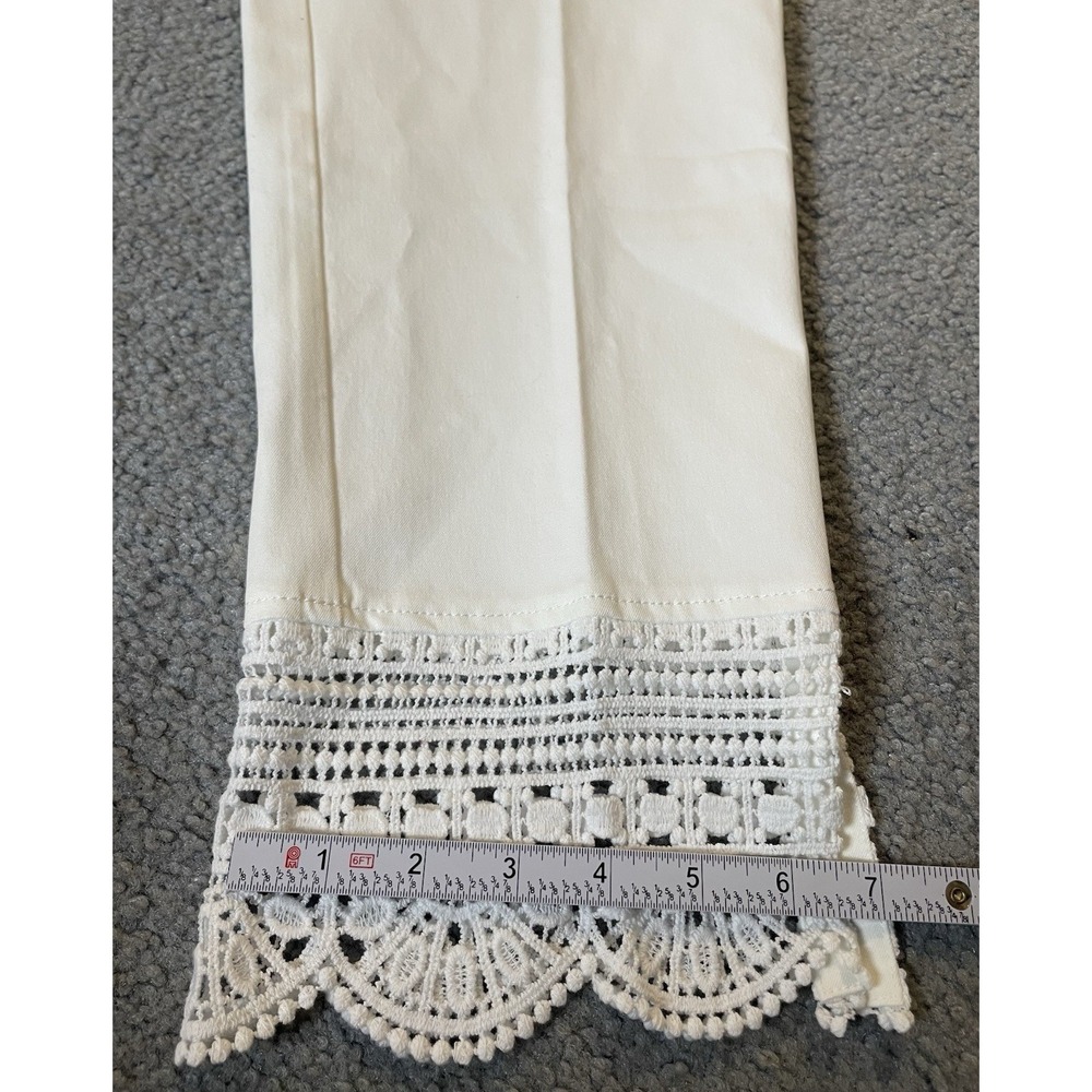 ISAAC MIZRAHI Tapered Leg Womens Pants 12 Embroidered Lace Ankle Pull On City - Picture 8 of 11